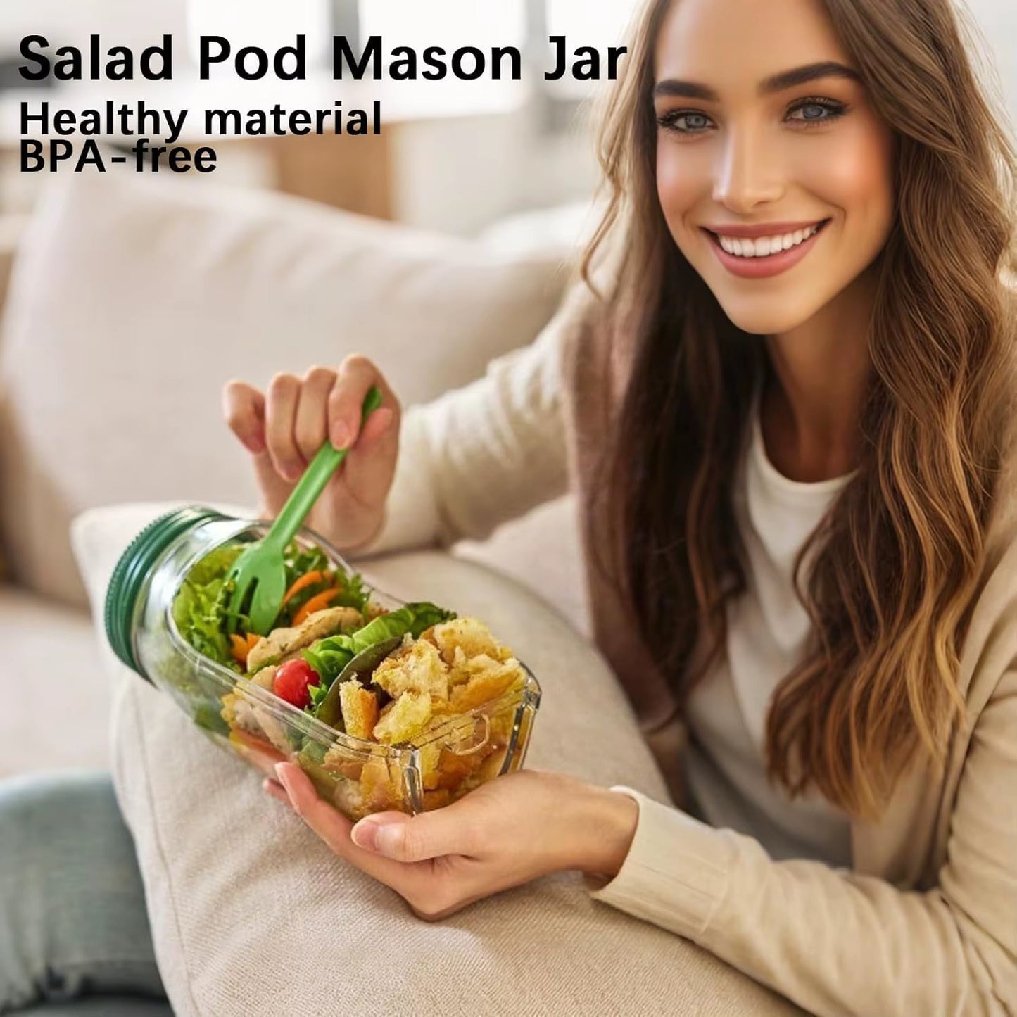 The Original Salad Pod, a Portable Salad Container with a Side-Opening Lid, Is Perfect for Home Use, Outdoor Activities Supplies
